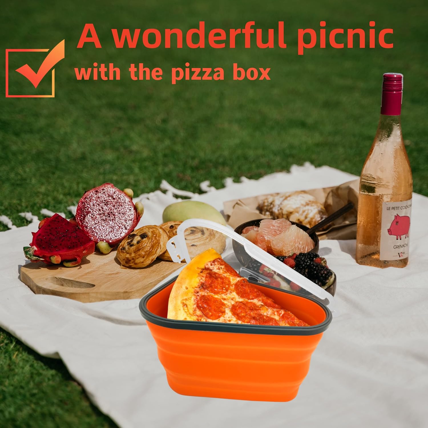 10026 Reusable Pizza Storage Containers With 5 Microwavable Serving Trays Silicone Container Expandable  Adjustable For Packing Pizza At Home  Outdoor 10026 Reusable Pizza Storage Containers With 5 Microwavable Serving Trays Silicone Container Expandable  Adjustable For Packing Pizza At Home  Outdoor